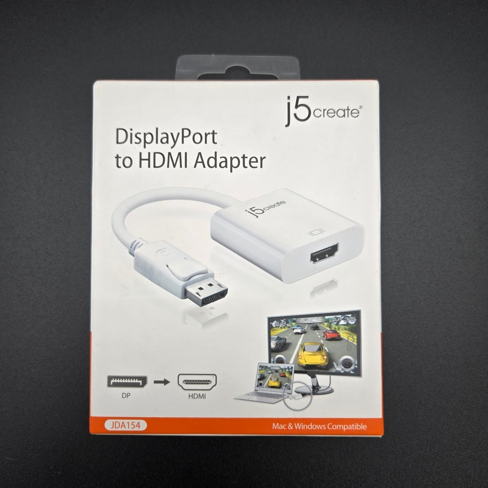 j5create DisplayPort to HDMI Adapter‎ White JDA154 1080p DP++ Mac PC